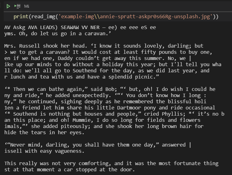 OCR Output of fourth image showing text being read with great results