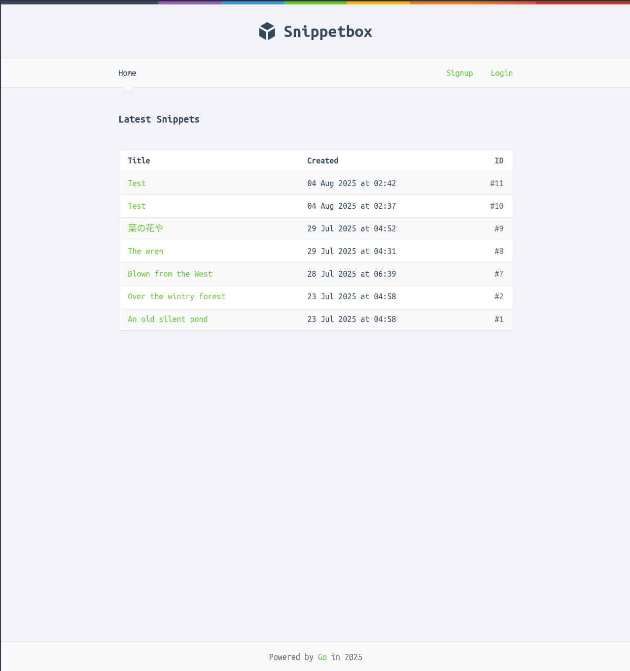 Snippetbox Project Image